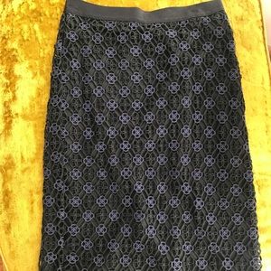 Ann Taylor Lace Blue Pencil Skirt